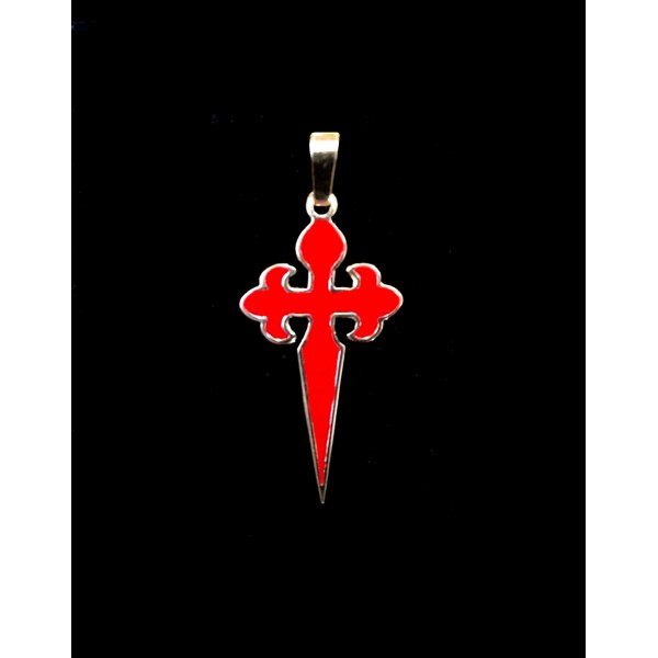 Cruz santi plata roja peque mini